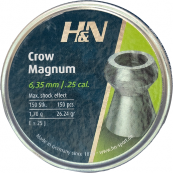 Пуля пневматическая H&N CROW MAGNUM 6,35мм, 1,70гр (150 шт.) Пуля пневматическая H&N CROW MAGNUM 6,35мм, 1,70гр (150 шт.)